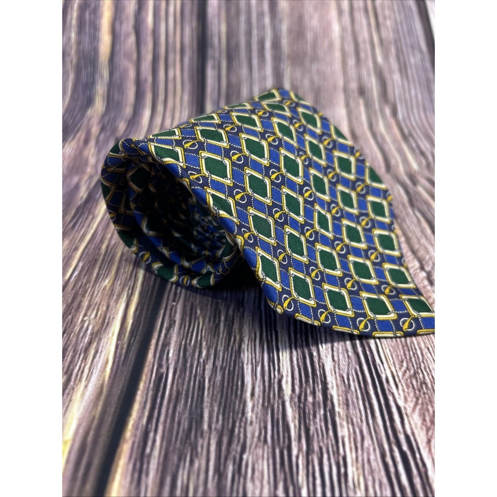 Vintage Polo Ralph Lauren Tie *All Silk* Blue/Green Dotted‎ 57" *Hand Made
